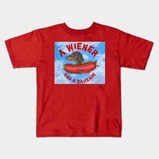 Cute dachshund flying hotdog plane Kids T-Shirt